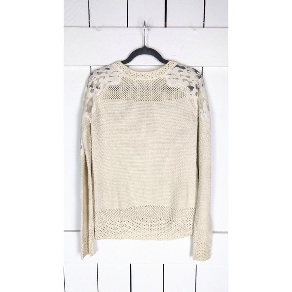 Ivory knit sheer lace slouchy pullover sweater boho lace sweater top - Picture 4 of 4